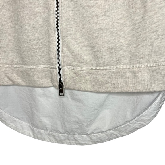 Athleta Heather Cream and White Roamer Zip Back Layered Sweatshirt XS - Picture 8 of 11